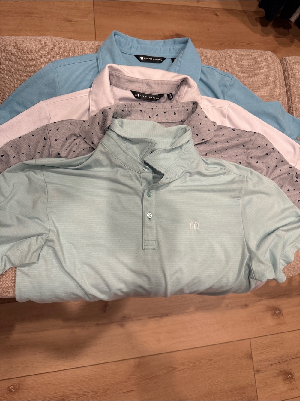 Travis Mathew Men's Mint Green Performance Polo lot of 4
